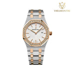 Audemars Piguet Royal Oak Silver toned Dial Steel and Gold Diamond Bezel 33mm