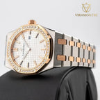 Audemars Piguet Royal Oak Silver toned Dial Steel and Gold Diamond Bezel 33mm