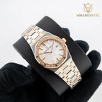 Audemars Piguet Royal Oak Silver toned Dial Steel and Gold Diamond Bezel 33mm