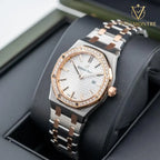 Audemars Piguet Royal Oak Silver toned Dial Steel and Gold Diamond Bezel 33mm