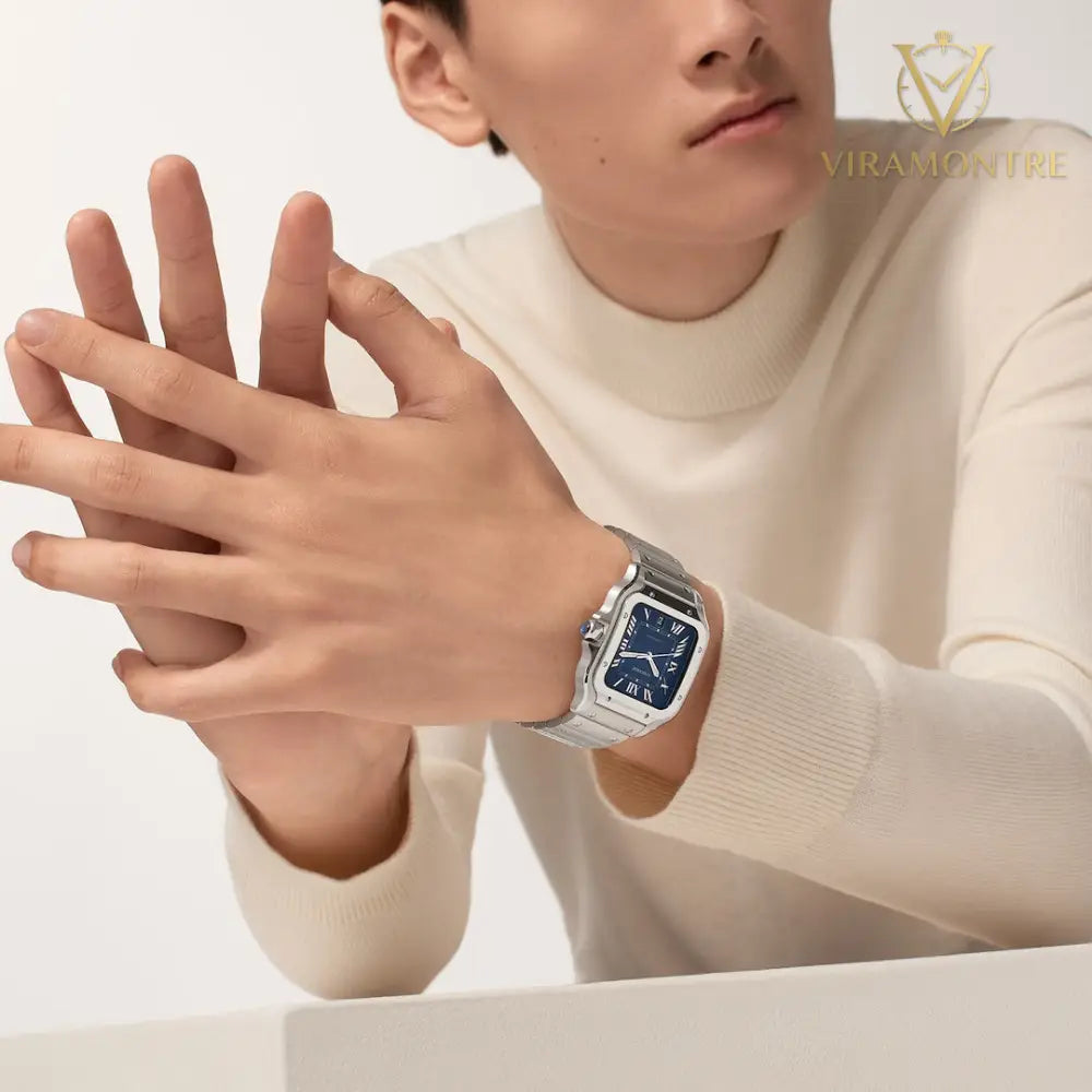 Cartier Santos Large Cadran Bleu