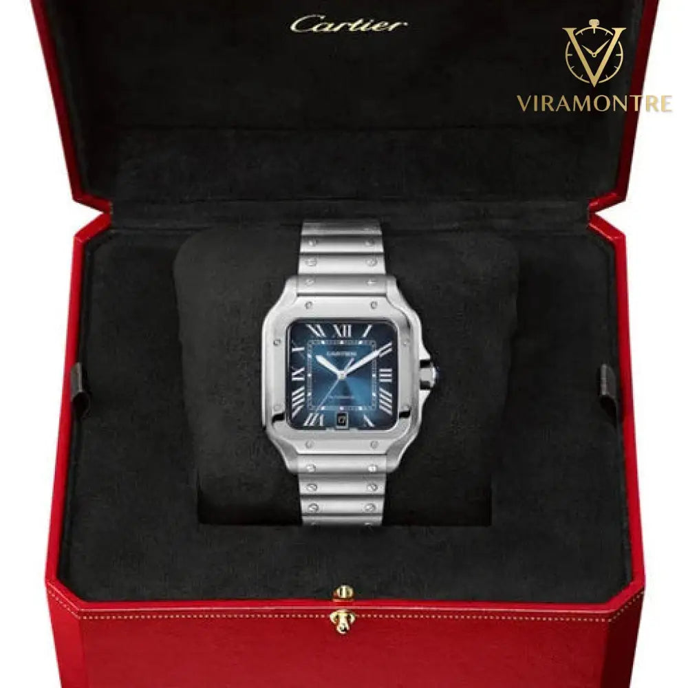Cartier Santos Large Cadran Bleu