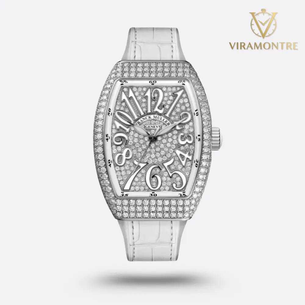 Franck Muller Cintrée Curvex Édition Blanche Sertie de Diamants