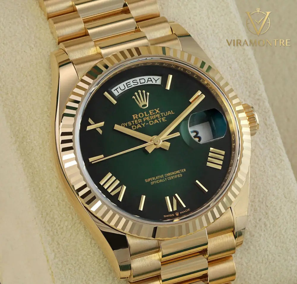 Rolex Day Date Yellow Gold 128238 Green