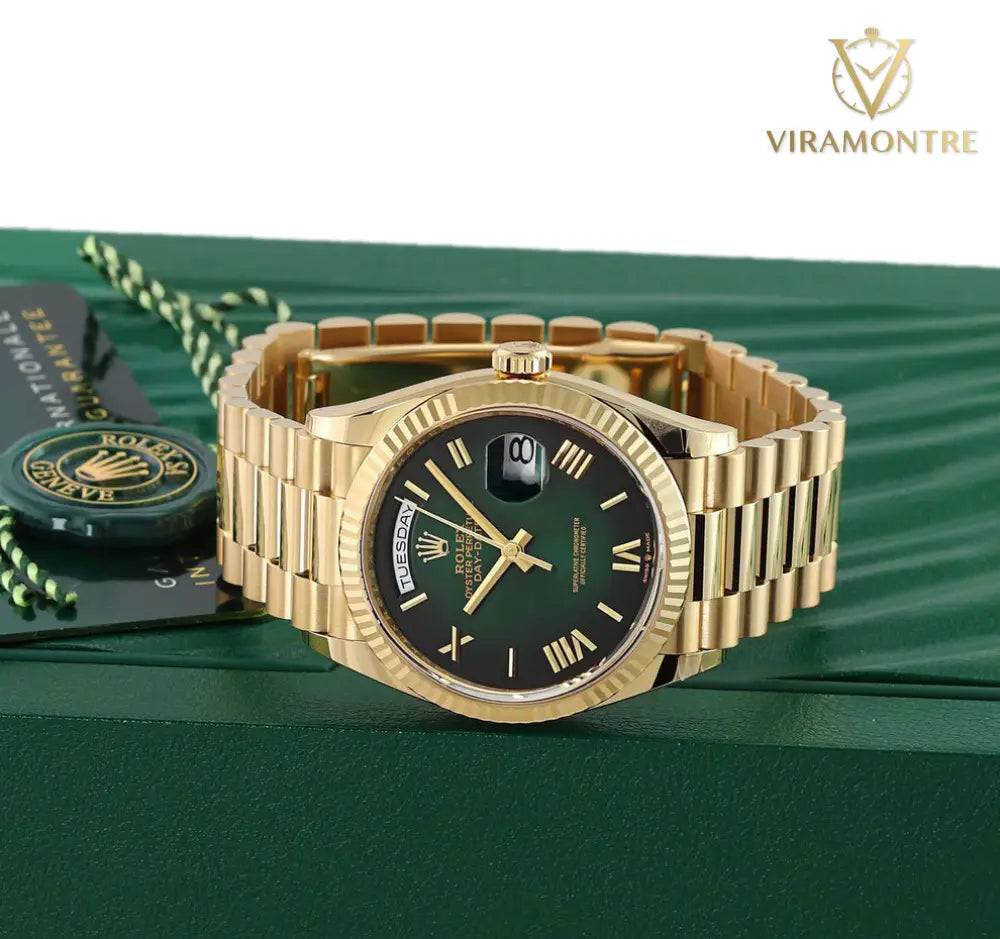 Rolex Day Date Yellow Gold 128238 Green