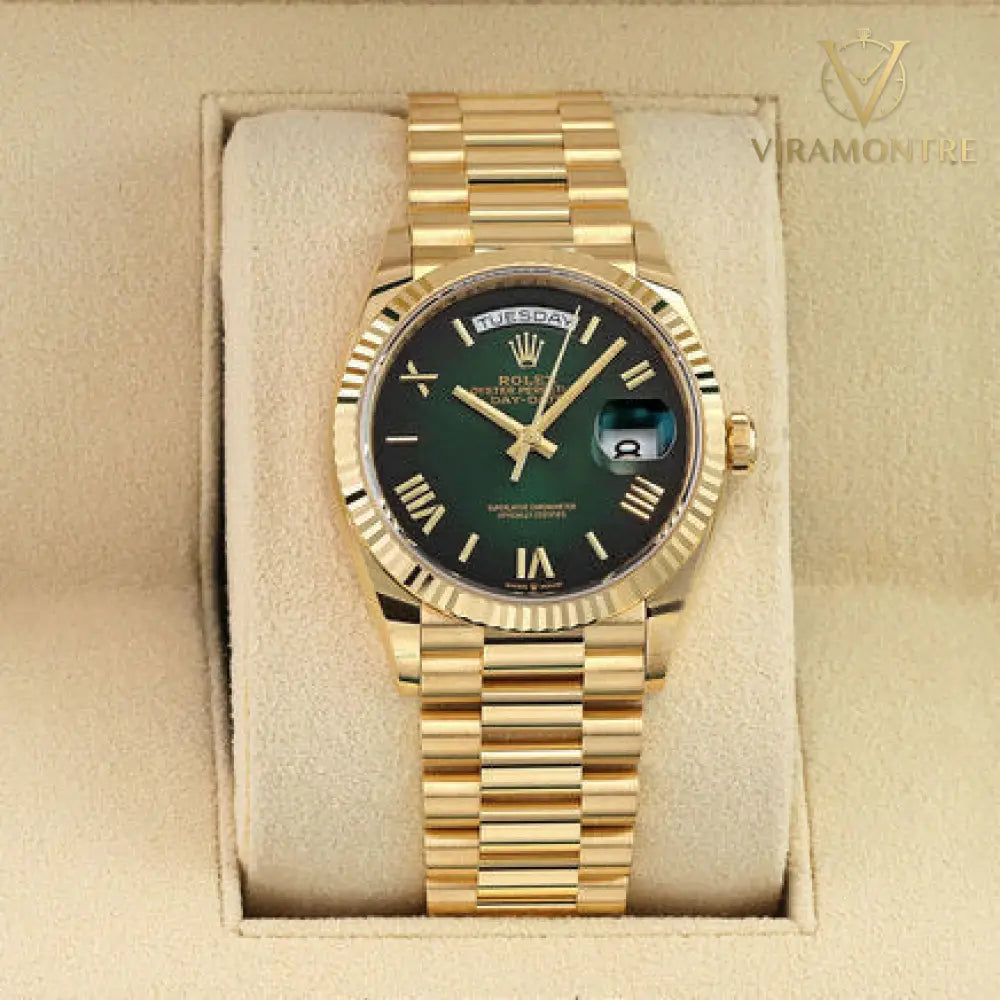 Rolex Day Date Yellow Gold 128238 Green
